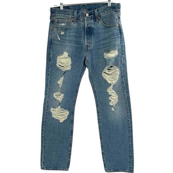 Levi's Other - Levis 501 Original Fit Ripped Jeans‎ 005013032 Blue Medium Wash Men's Sz 30 X 30